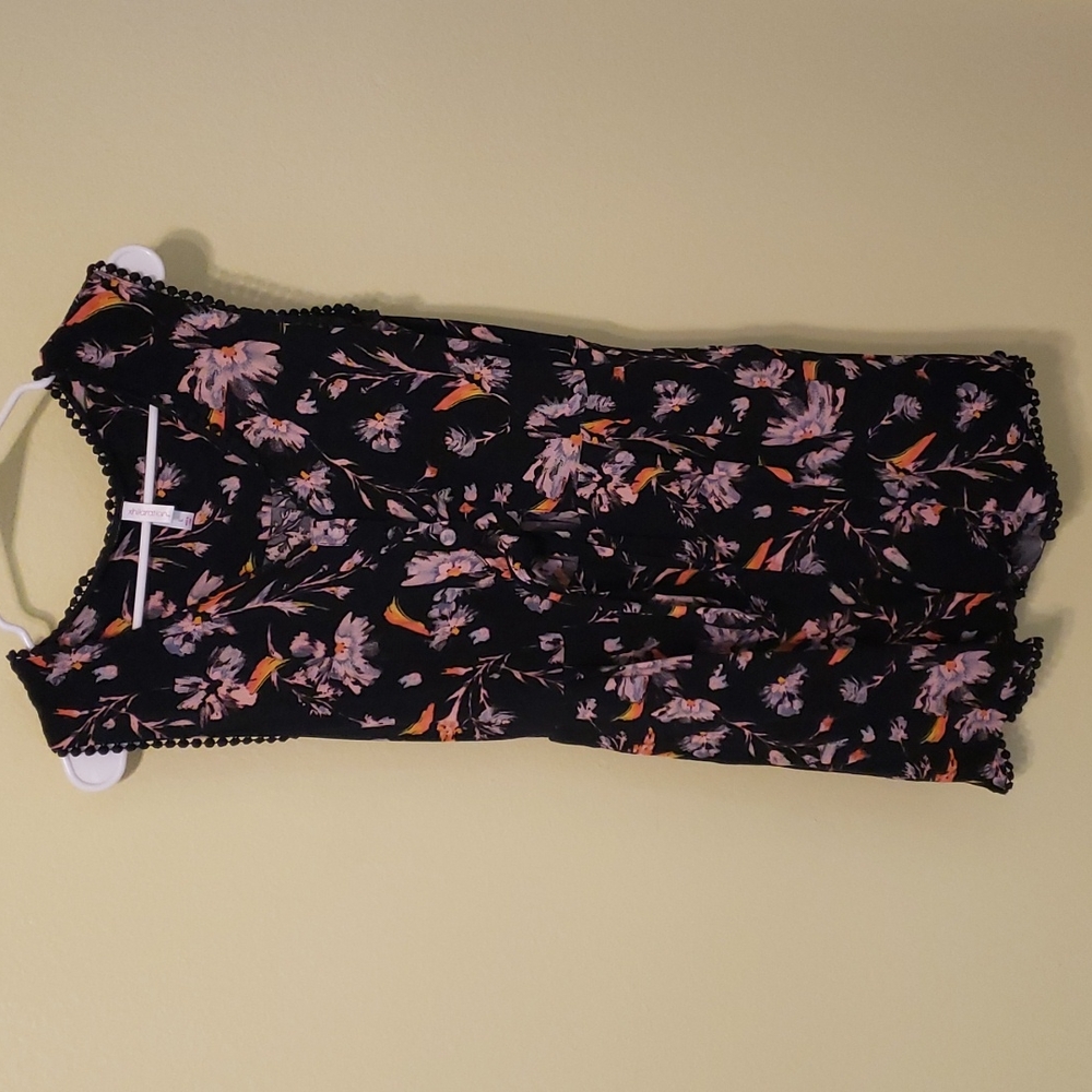 Black and purple floral romper